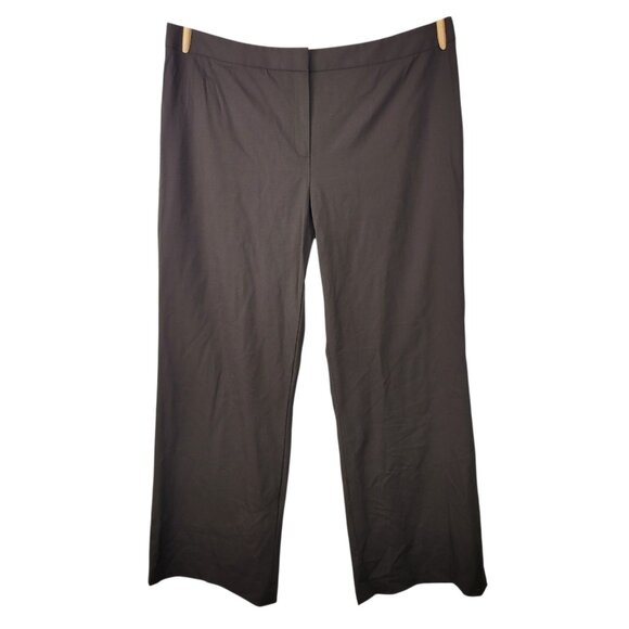 NEW Lafayette 148 New York Menswear Wool Trousers Plus 18 Brown Wide Leg Pants - Picture 2 of 7